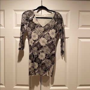 Black and Cream Floral Nylon Top